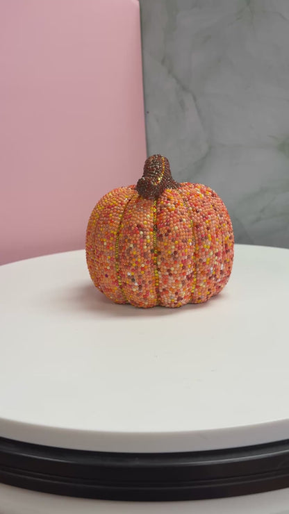 Sparkling Diamond Art Pumpkin – One-of-a-Kind Handmade Décor
