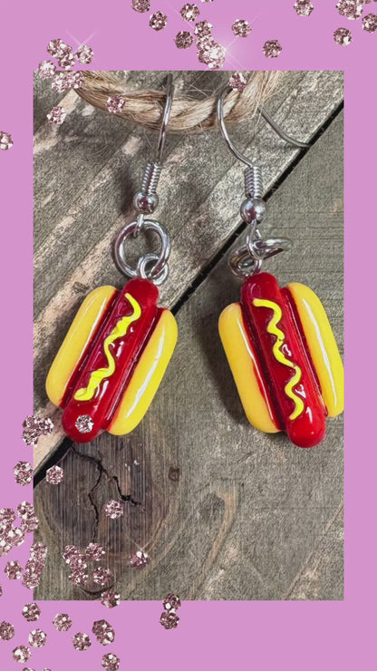 Hot Dog Dangle Earrings – Fun Foodie Resin Jewelr