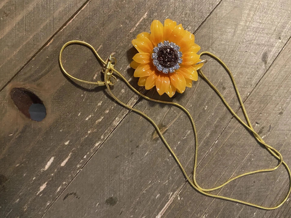 Sunflower Rhinestone Pendant Necklace