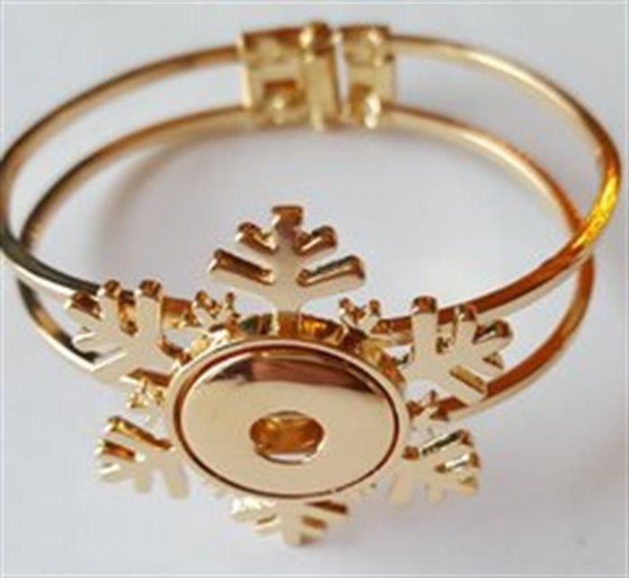 Ginger Snap Bracelet - Gold Snowflake Bangle - Coordinates with 18-20mm Snaps