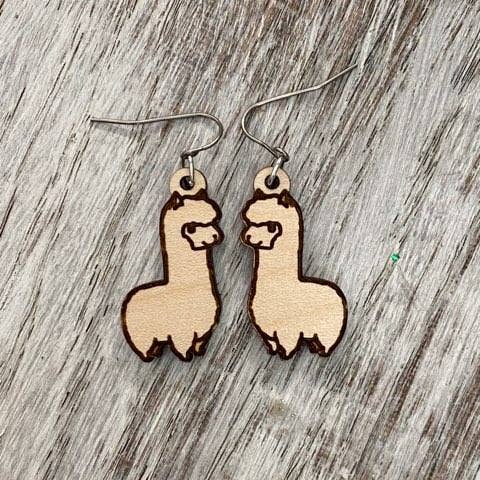 Wooden Llama Wire Earrings