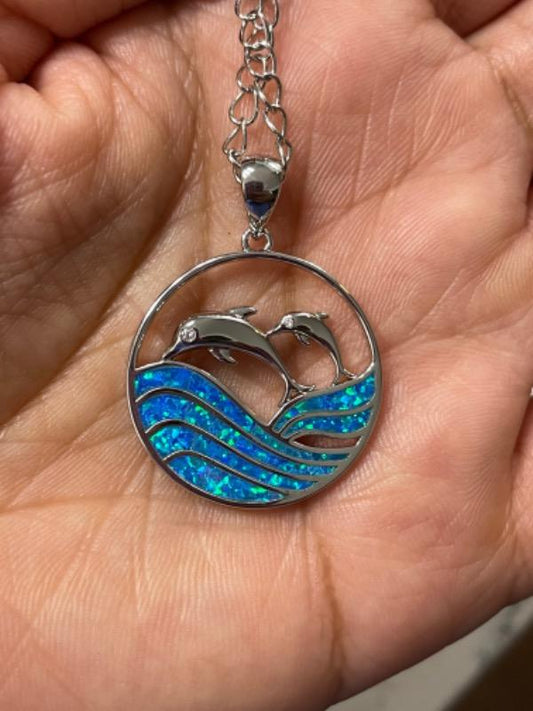 Whales over Ocean Waves NecklacePink tiful of LOVE
