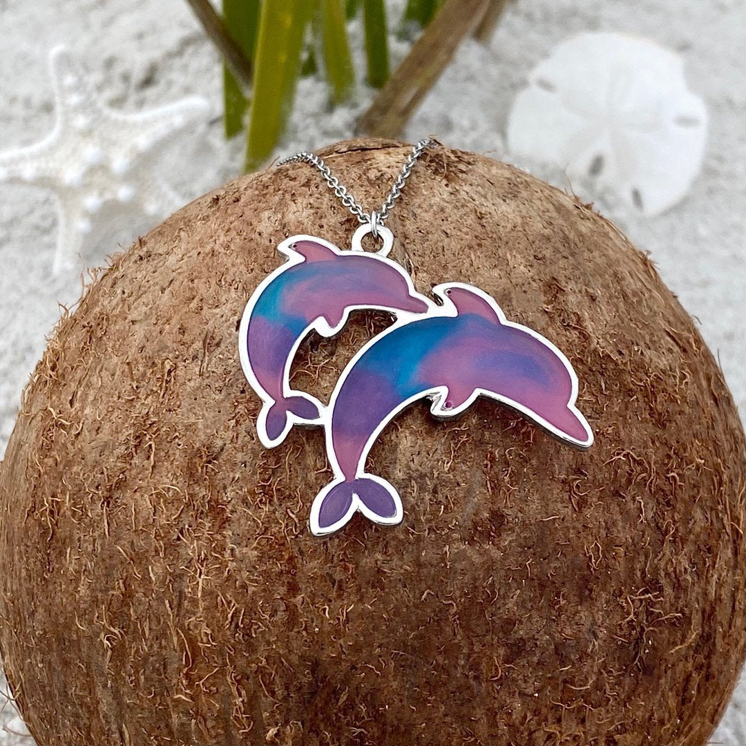 Colorful Enamel Dolpin NecklacePink tiful of LOVE
