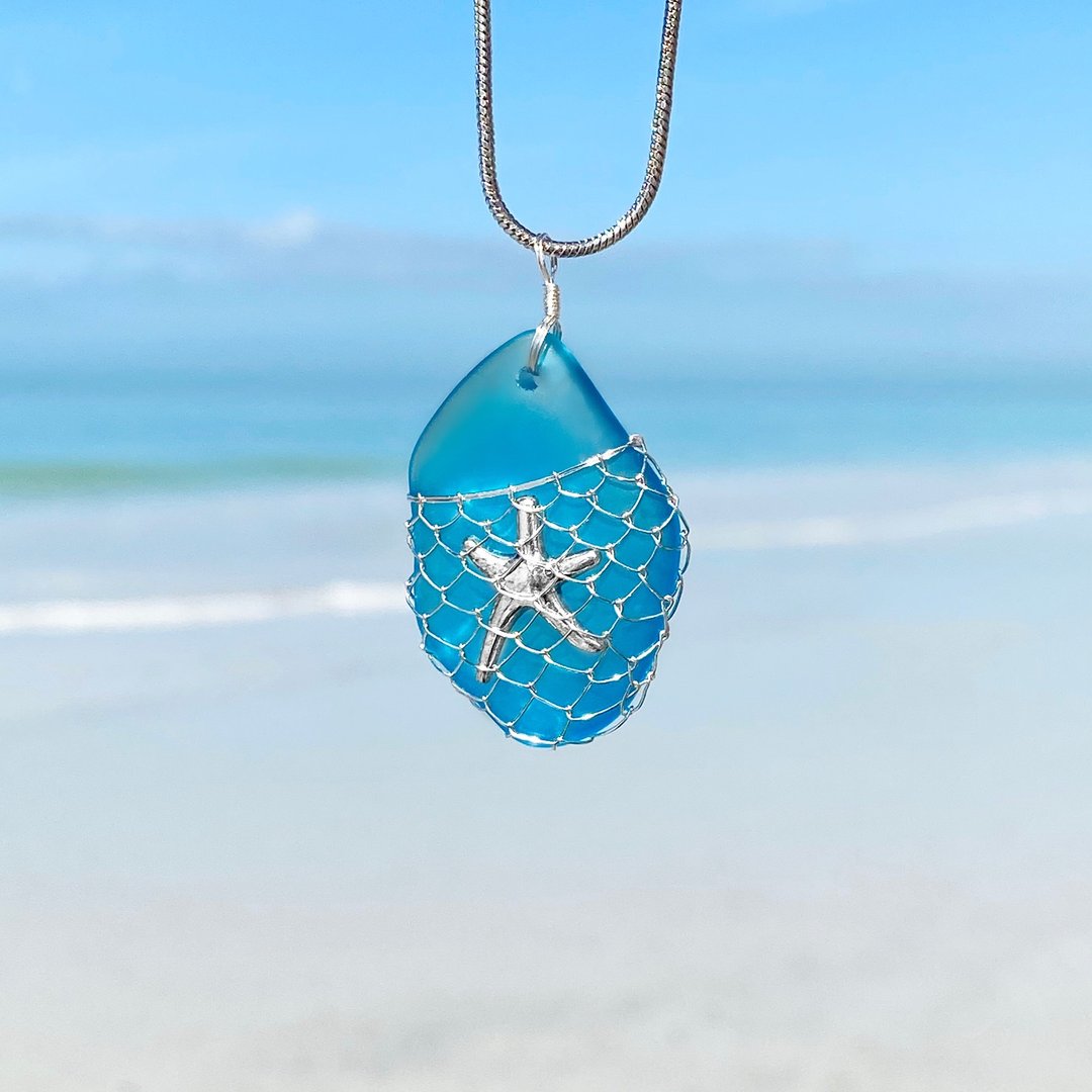 What a Catch - Blue Sea Glass NecklacePink tiful of LOVE
