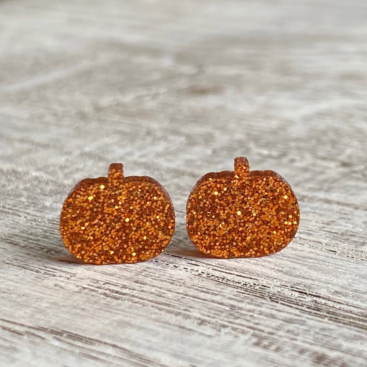 Pumpkin Stud earrings-Orange Glitter