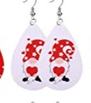 Valentine's Day-2 Faux Leather Teardrop wire earringsPink tiful of LOVE