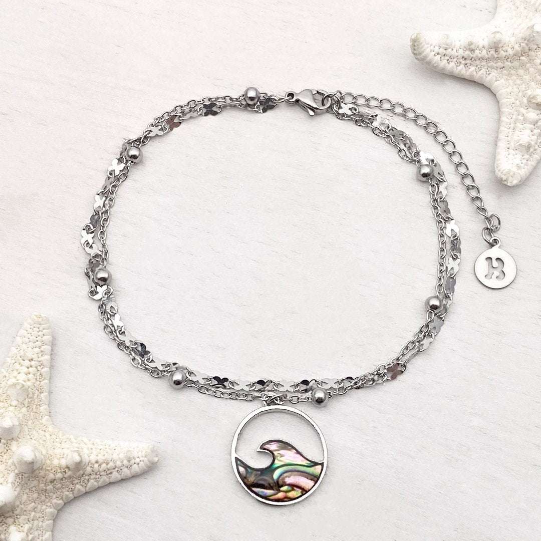 Abalone shell Wave Circle AnkletPink tiful of LOVE