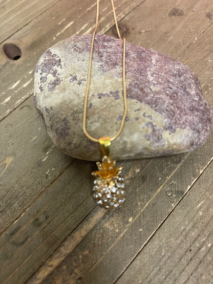 Pineapple Pendant on a Gold Chain Necklace