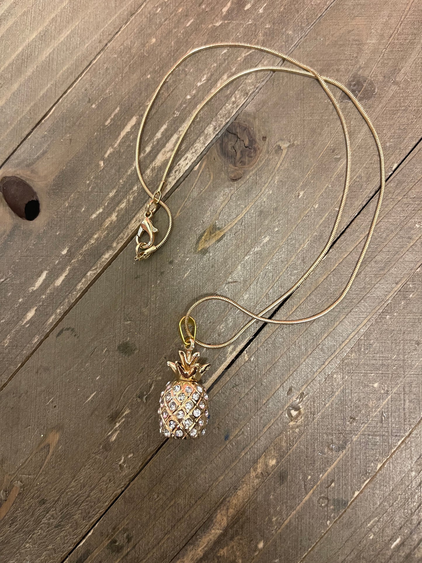 Pineapple Pendant on a Gold Chain Necklace