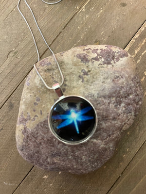 Firefly-Blue Pendants on a Silver Chain