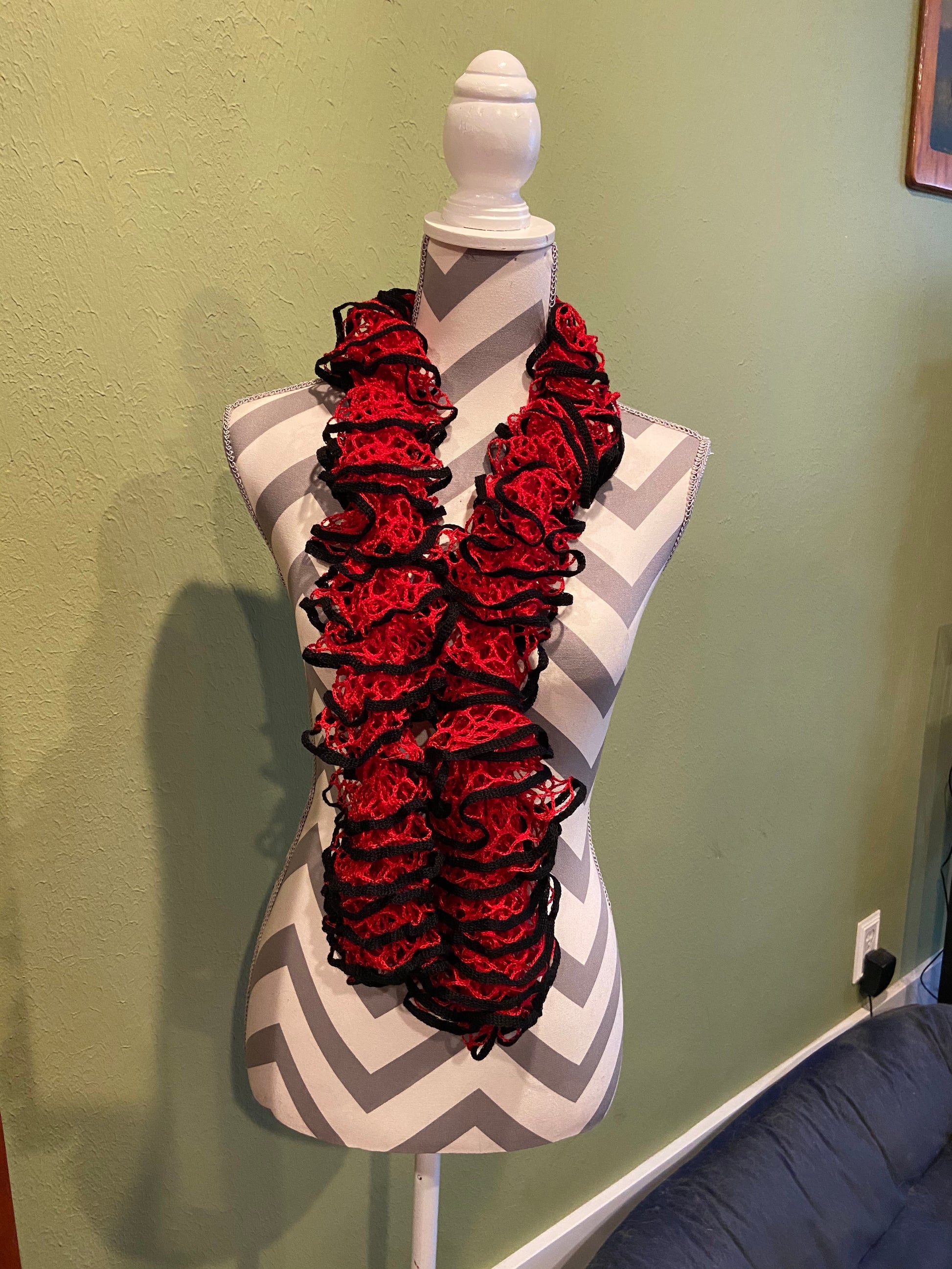 Ruffled Scarf handmade with Starbella Stripes yarn-Hot ShotPink tiful of LOVE
