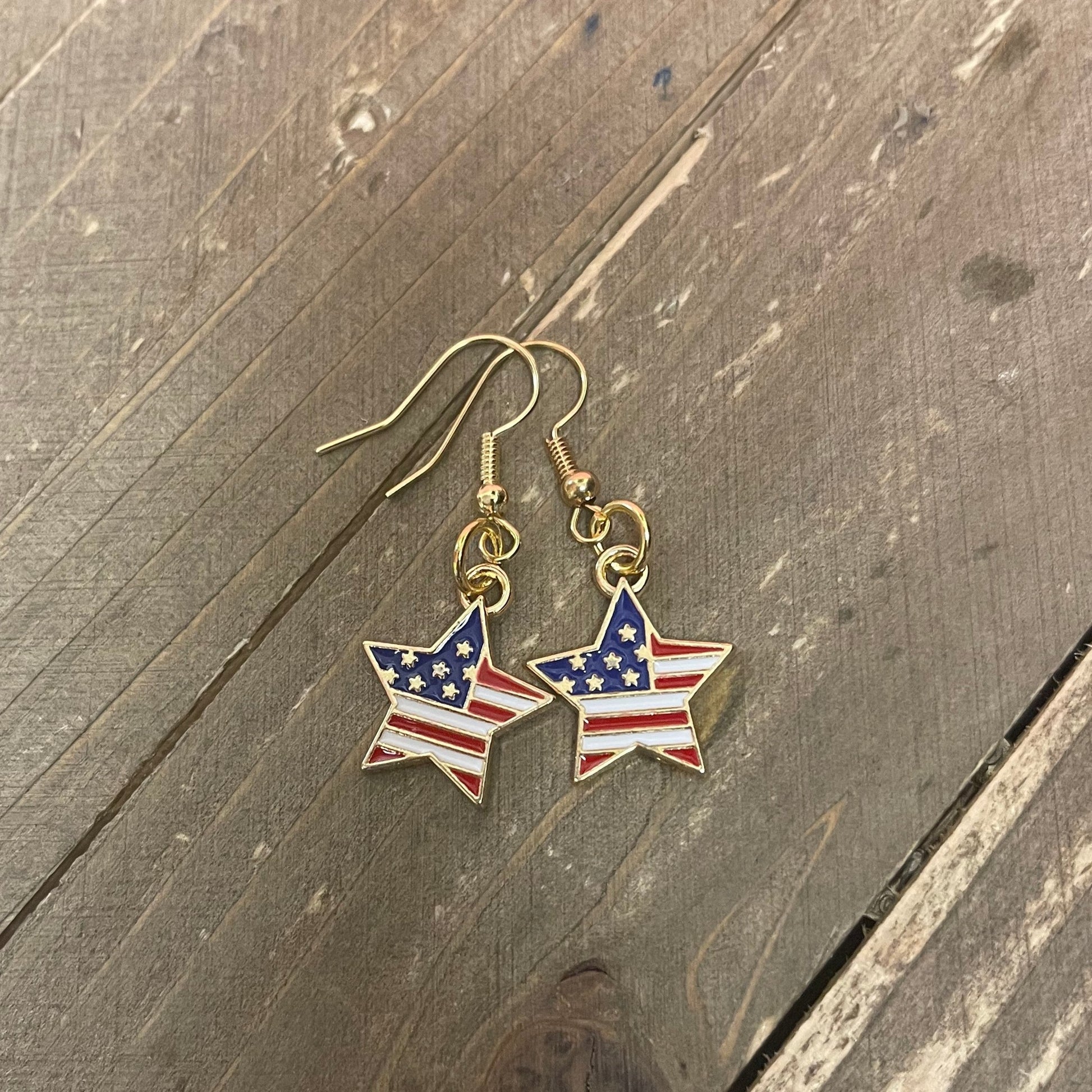 American Flag Star Charm Wire EarringsPink tiful of LOVE
