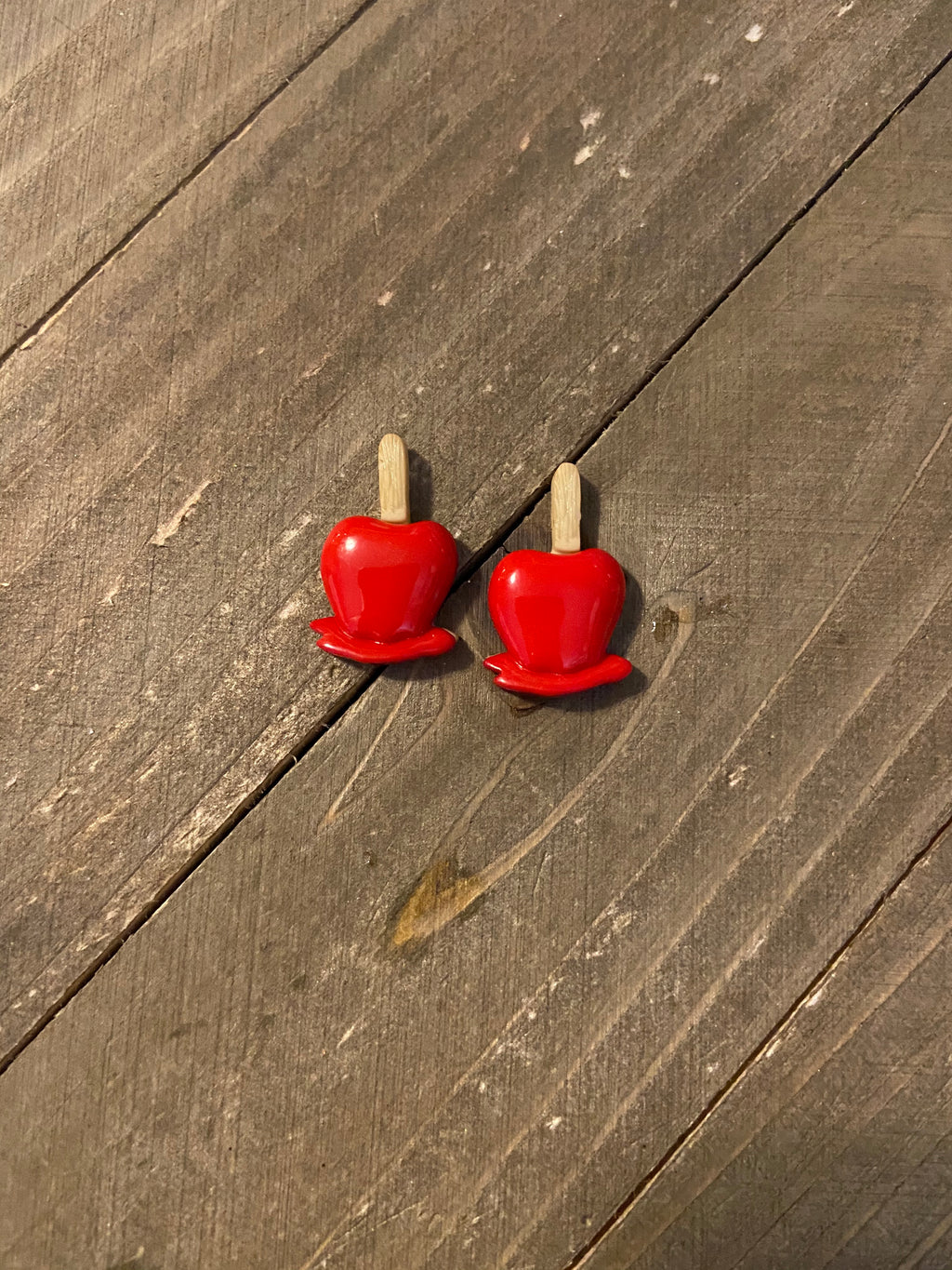 Candy Apple post earrings-Perfect for Fall Ear Bling
