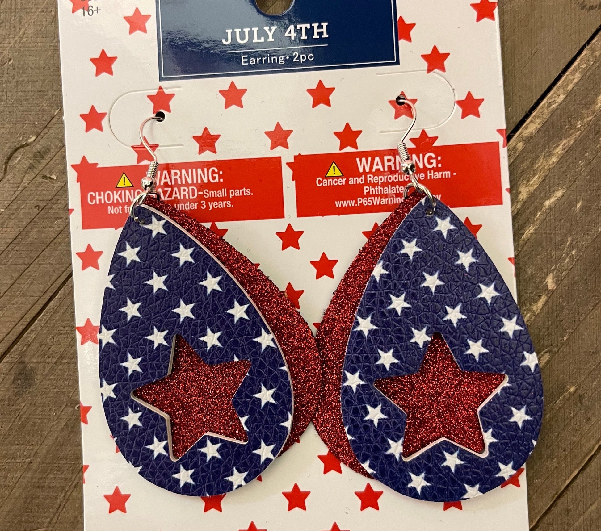 July 4th Teardrop Earrings - Stars &amp; GlitterPink tiful of LOVE