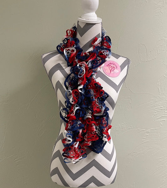 Ruffled Scarf handmade with Starbella  Yarn-PatrioticPink tiful of LOVE
