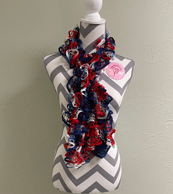 Ruffled Scarf handmade with Starbella  Yarn-Patriotic