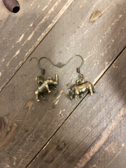 Rhinoceros Charm Wire Earrings