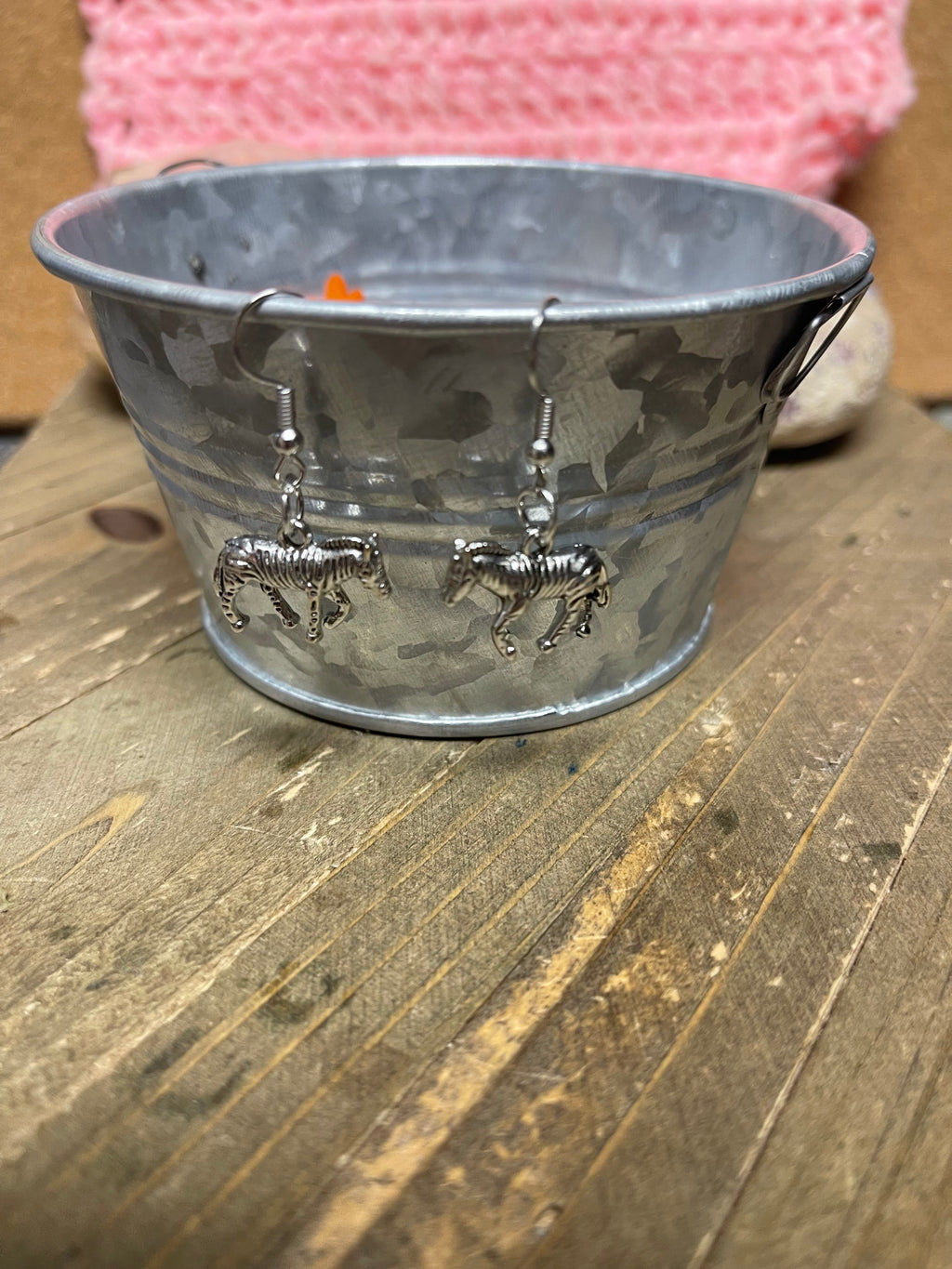 Zebra Charm Wire Earrings