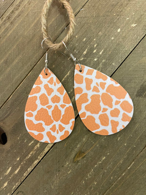 Animal Prints Faux Leather Teardrop wire earrings (ER371-Giraffe)