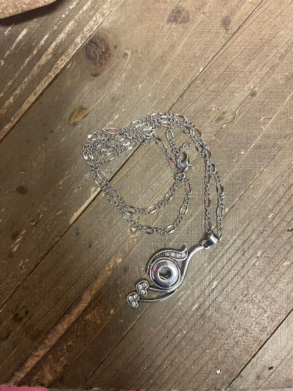 Mini Ginger Snap Necklace - Rhinestones &amp; Hearts Pendant on a silver chain Necklace  - Coordinates with mini SnapsPink tiful of LOVE