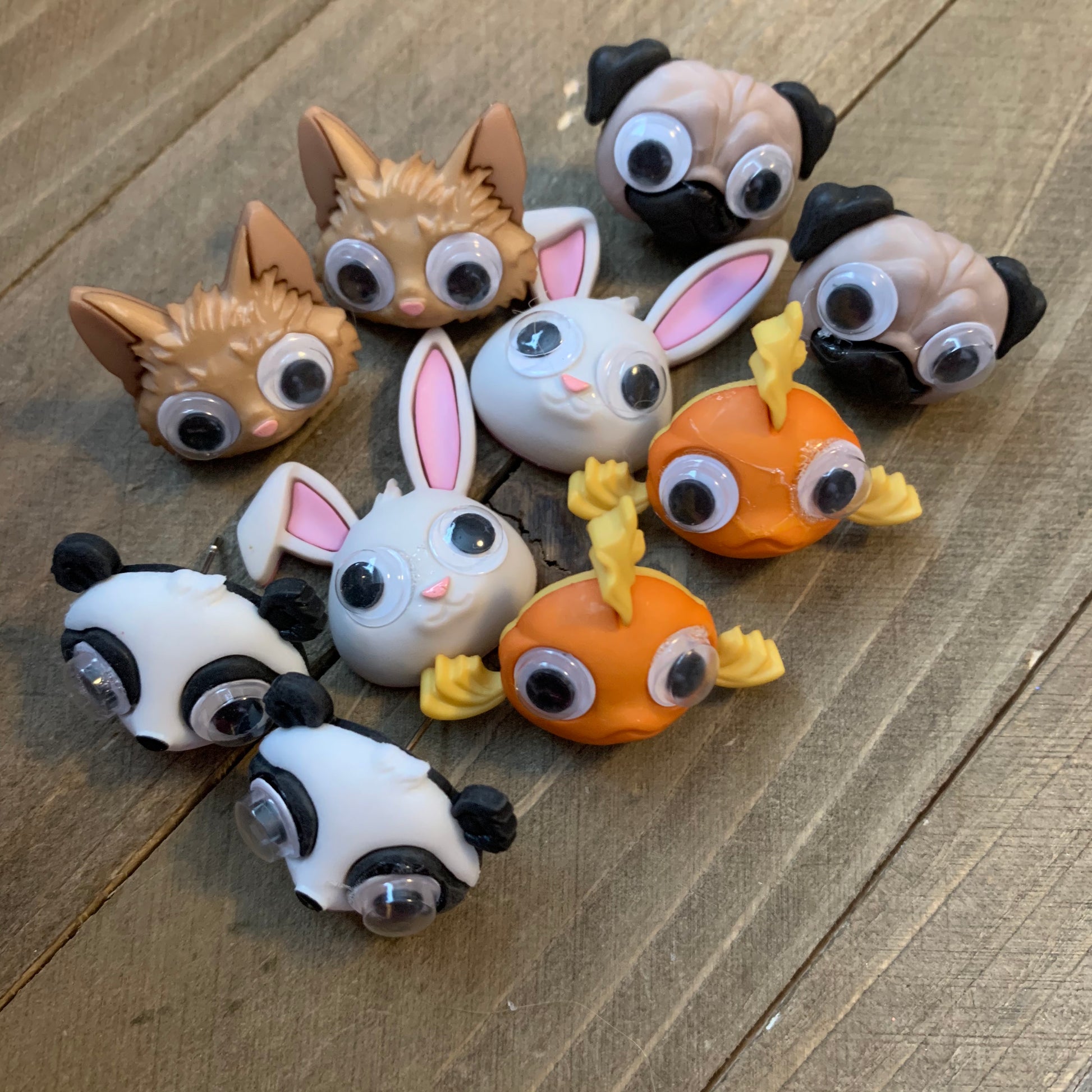 Google Eye animal head Post Earrings (5 animals to choosePink tiful of LOVE