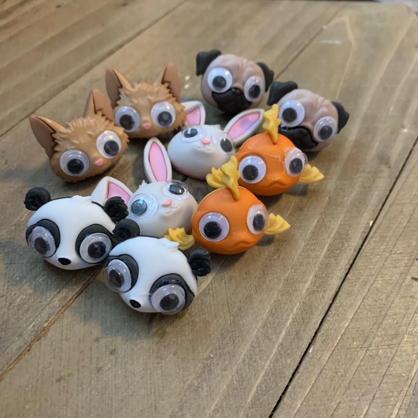 Google Eye animal head Post Earrings (5 animals to choosePink tiful of LOVE