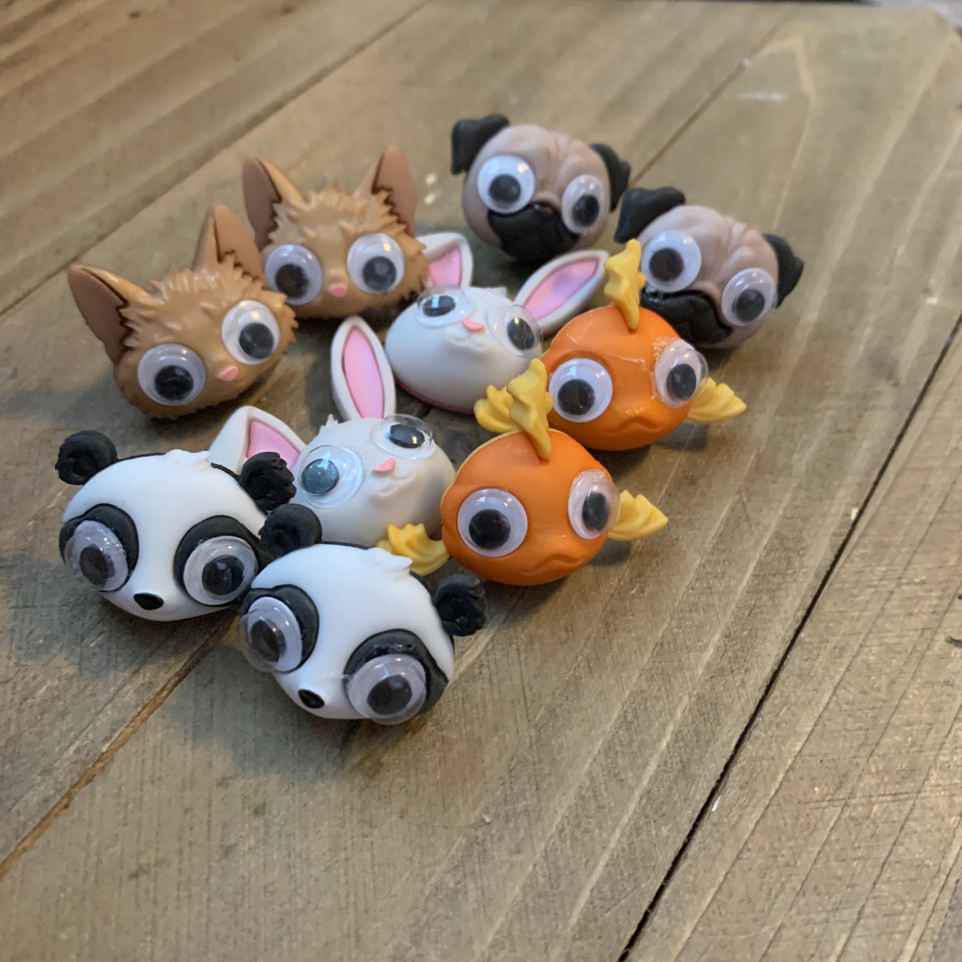 Google Eye animal head Post Earrings (5 animals to choosePink tiful of LOVE
