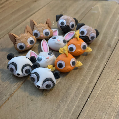 Google Eye animal head Post Earrings (5 animals to choosePink tiful of LOVE