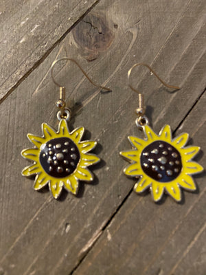 Sunflower Wire Earrings--A ray of Sunshine