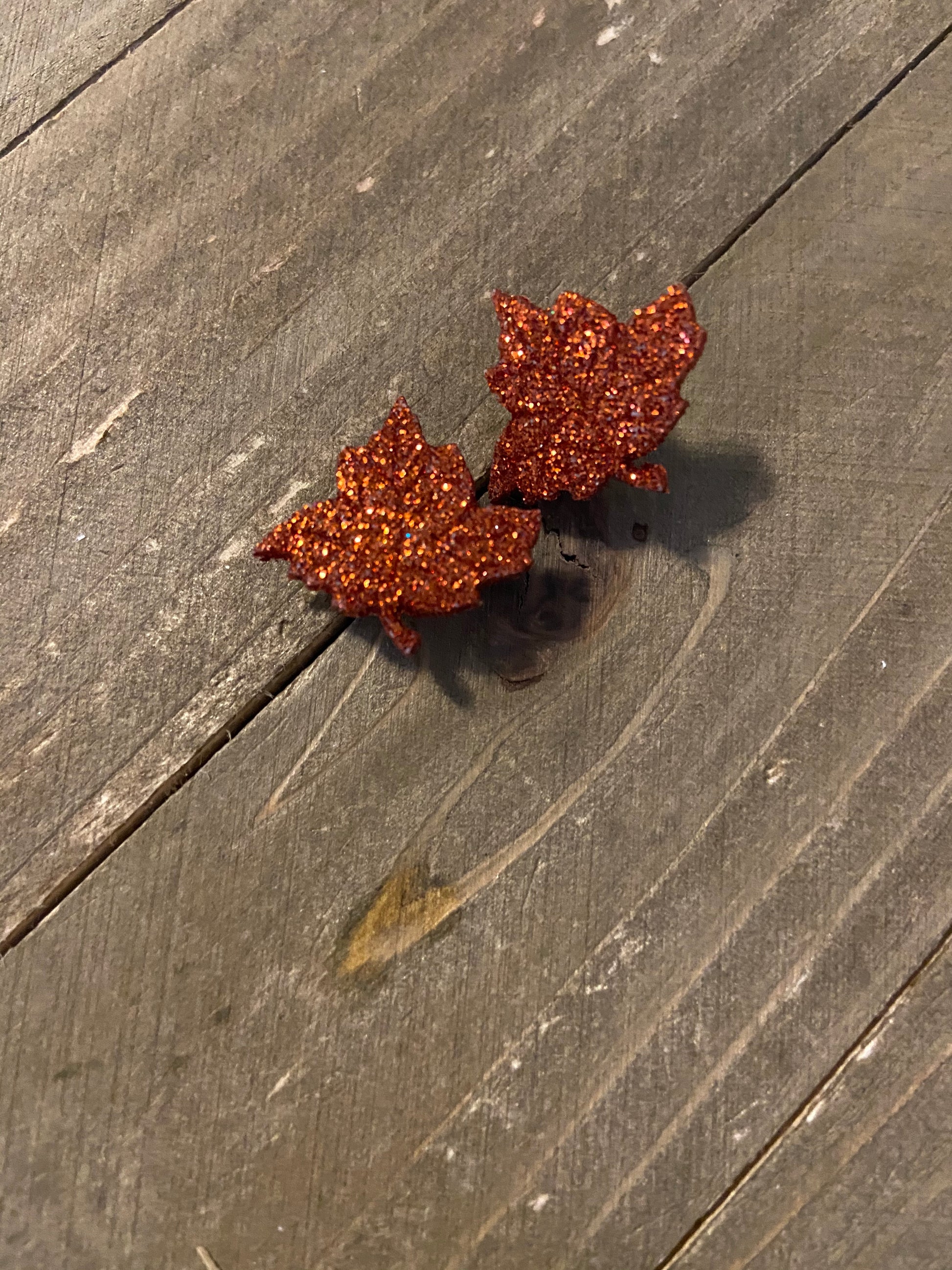 Glitter Autumn Leaves Post Earrings (3 leaves to choose)Pink tiful of LOVE