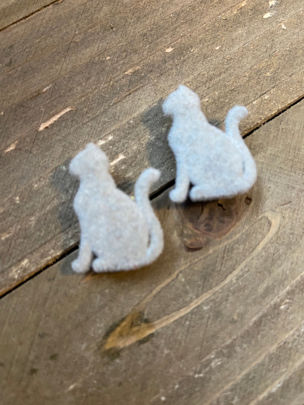 I Love Cats Post Earrings  Gray Black velvety