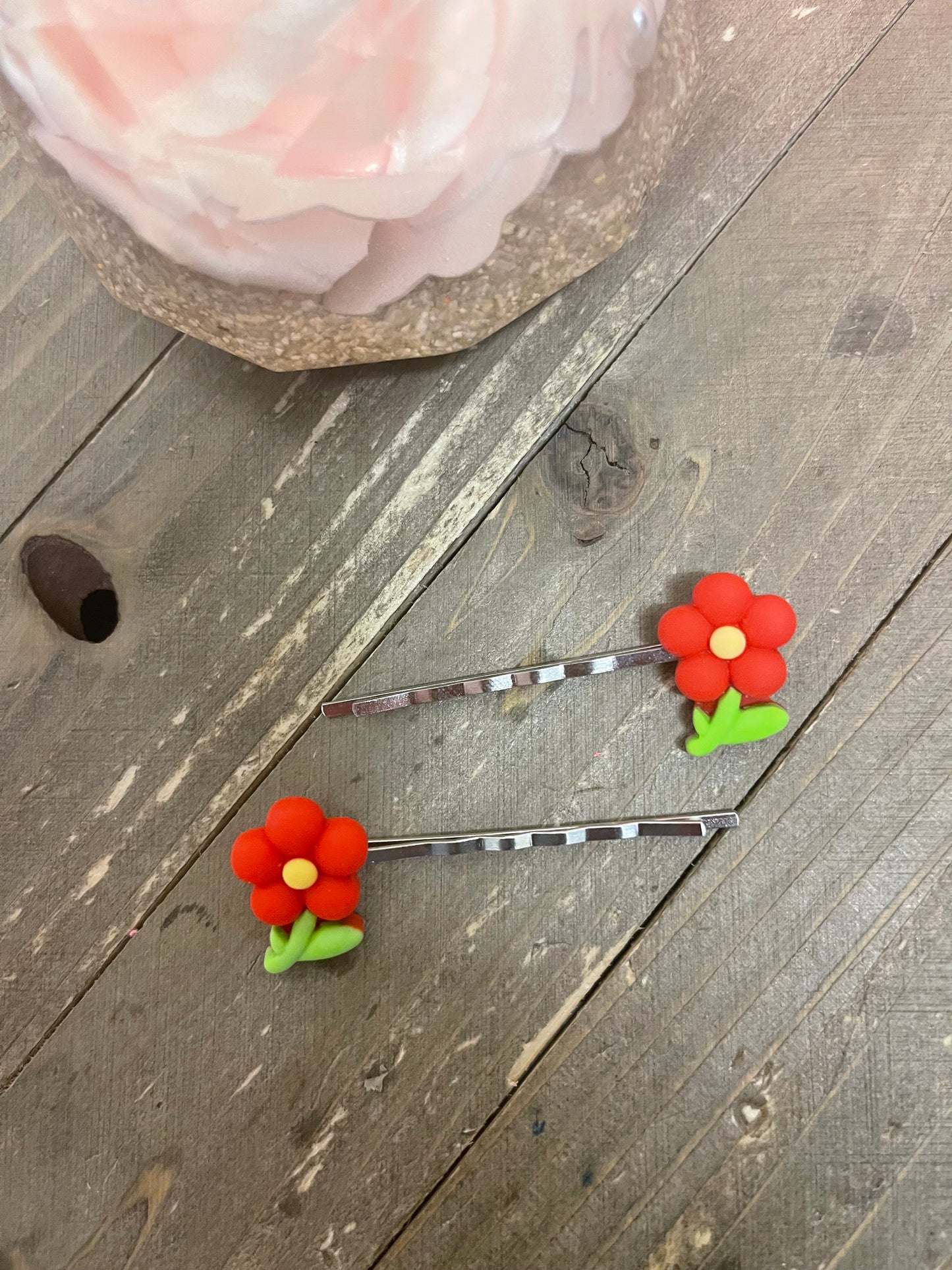Yellow or Red Flower Hair clips (a pair)