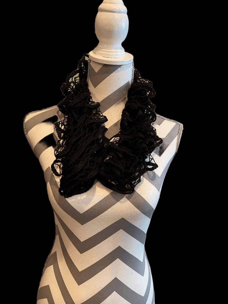 Ruffled Scarf handmade with Black Starbella Yarn