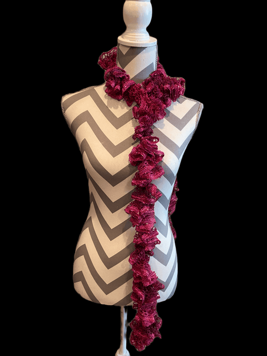 Ruffled Scarf handmade with PHLOX Sequins Sashay yarnPink tiful of LOVE
