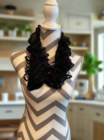 Ruffled Scarf handmade with Black Starbella YarnPink tiful of LOVE