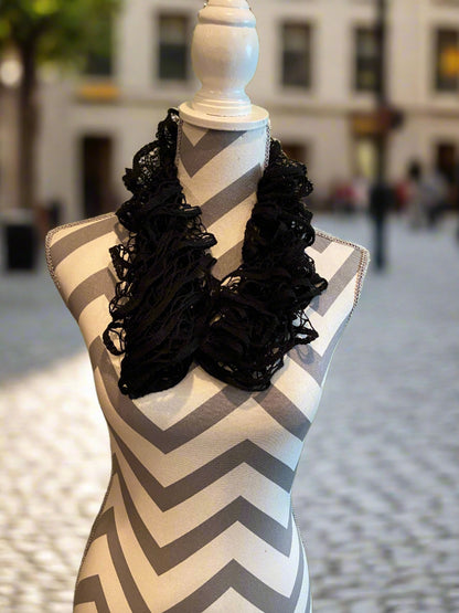 Ruffled Scarf handmade Black Metallic Sashay YarnPink tiful of LOVE