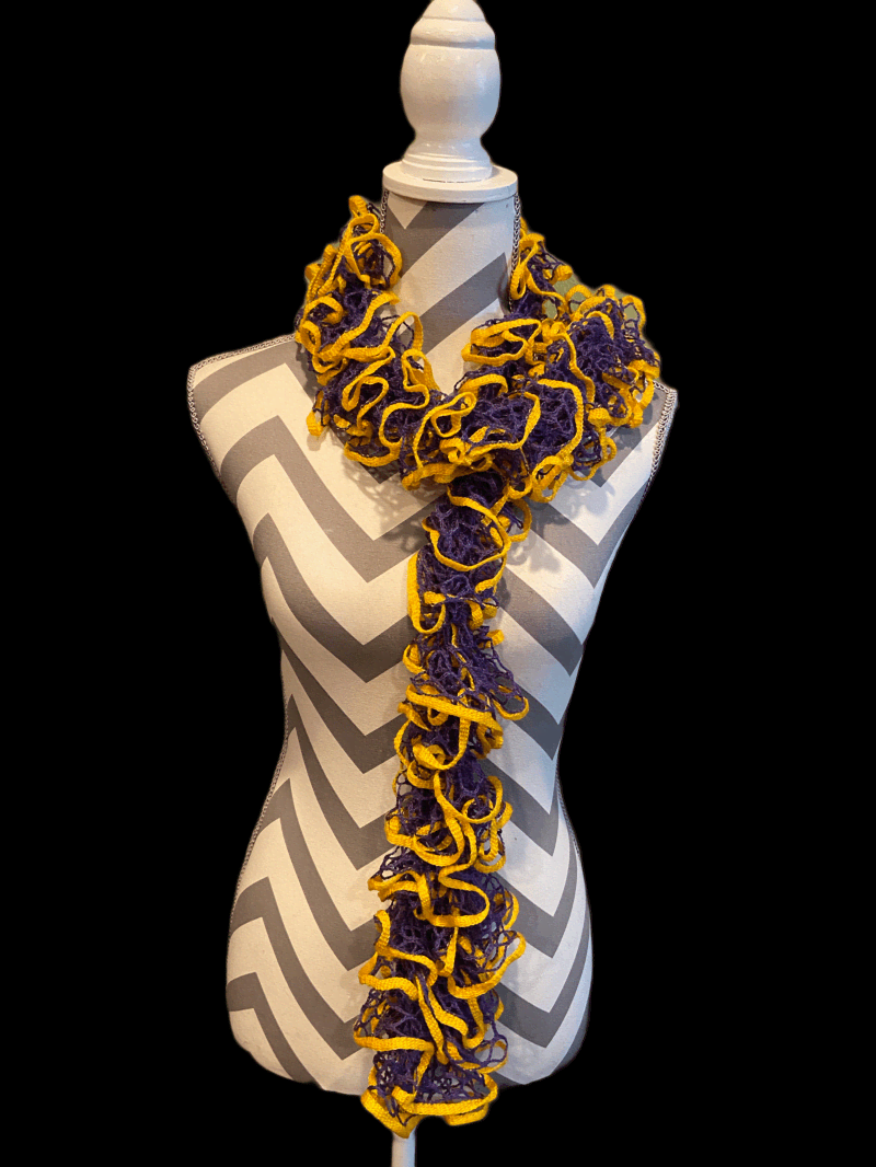 Ruffled Scarf handmade with Starbella Stripes yarn-Medal