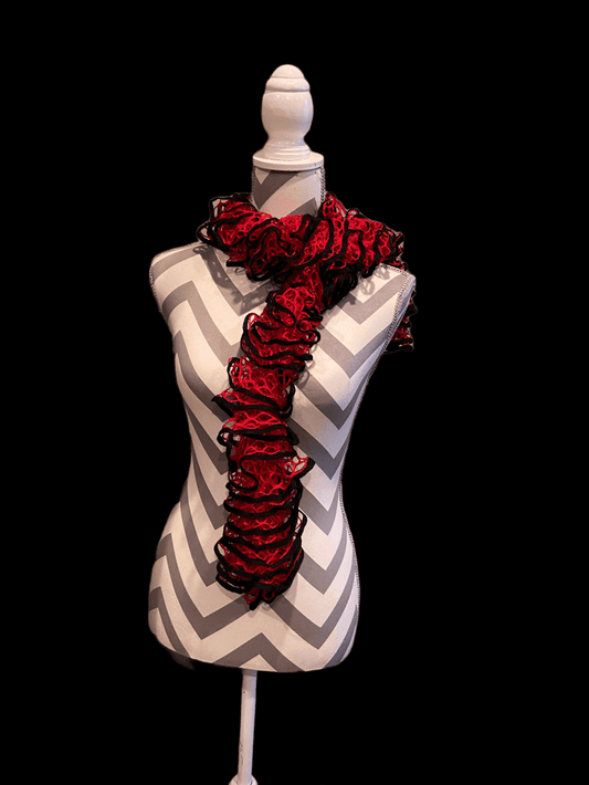 Ruffled Scarf handmade with Starbella Stripes yarn-Hot ShotPink tiful of LOVE