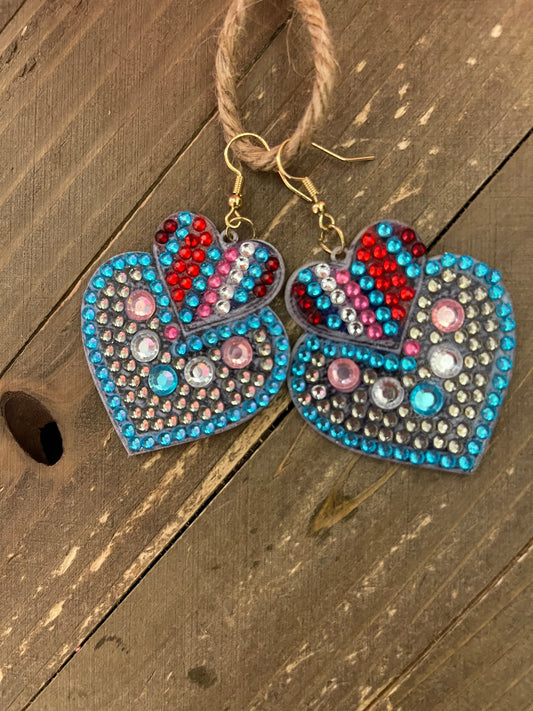 Diamond Painting Clear, Multi Color Gemstone Wire EarringsPink tiful of LOVE