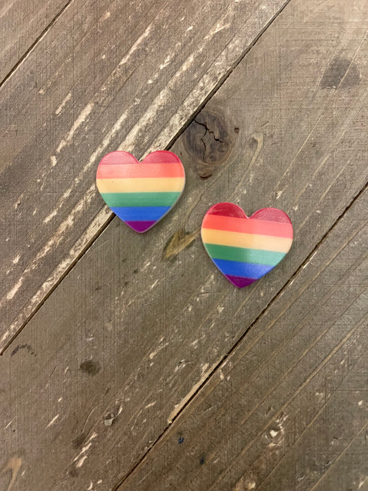Rainbow Heart Stud Earrings; vibrant colorsPink tiful of LOVE