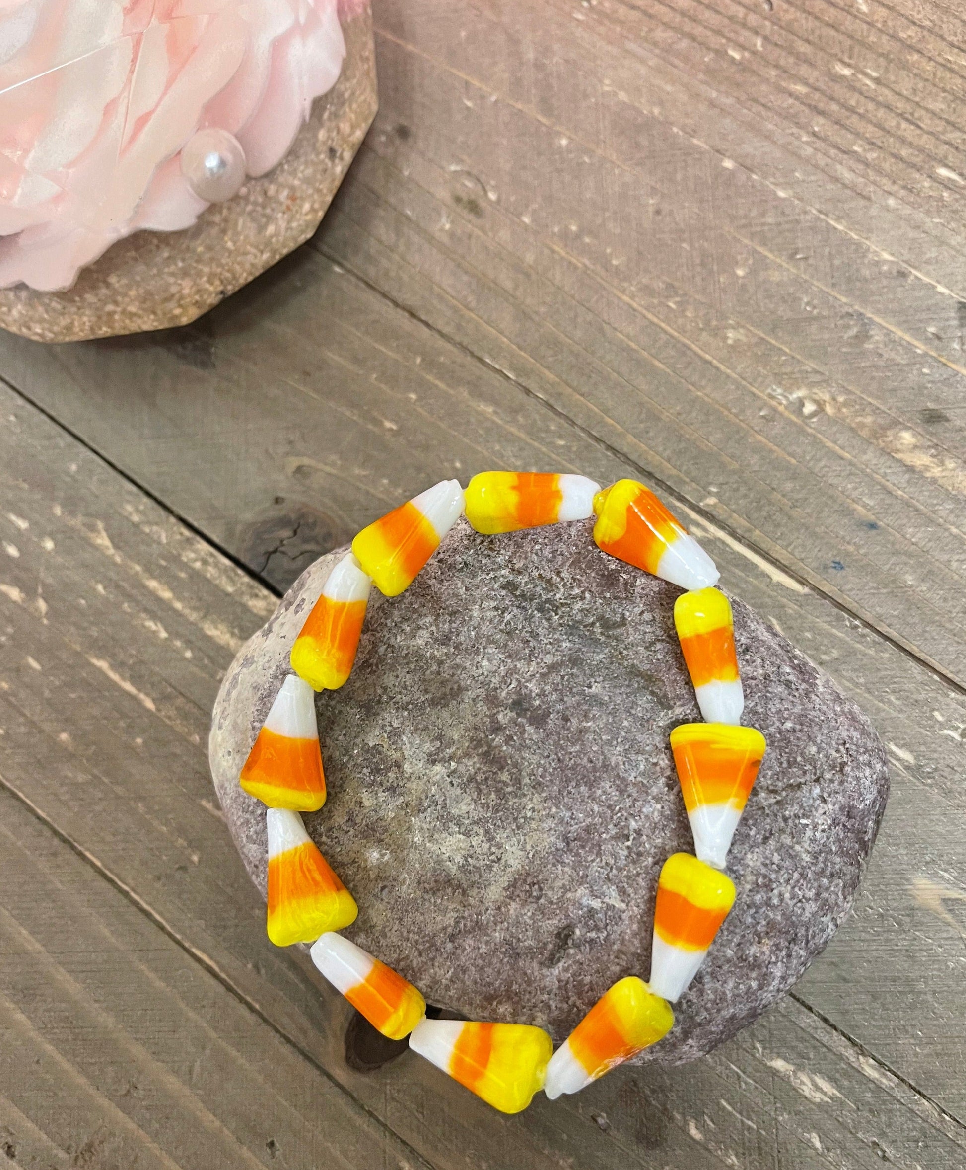 CANDY CORN beaded Stretch bracelet (BT104-candycorn-CEC)Pink tiful of LOVE