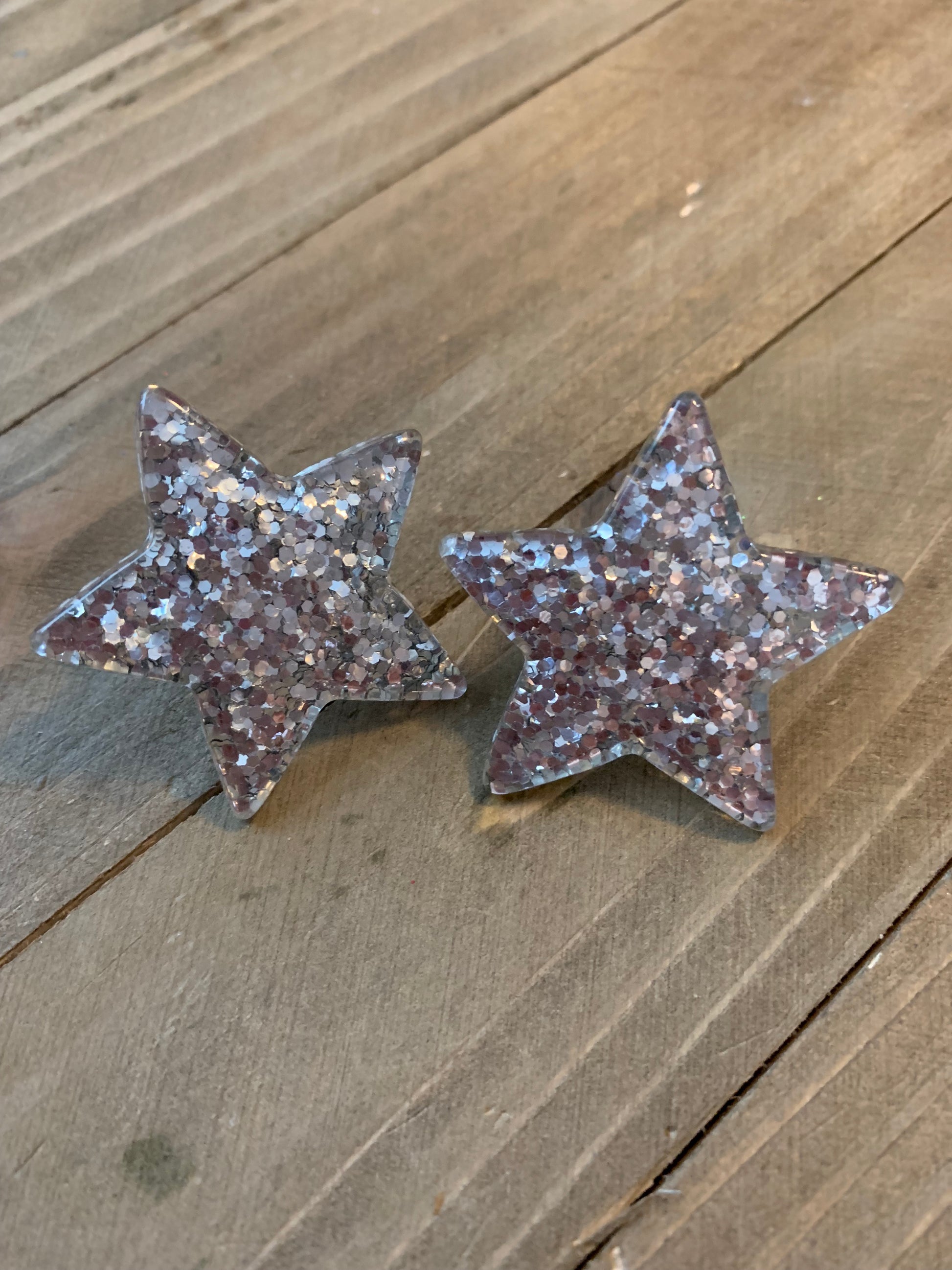 Silver Glitter Star Post EarringsPink tiful of LOVE