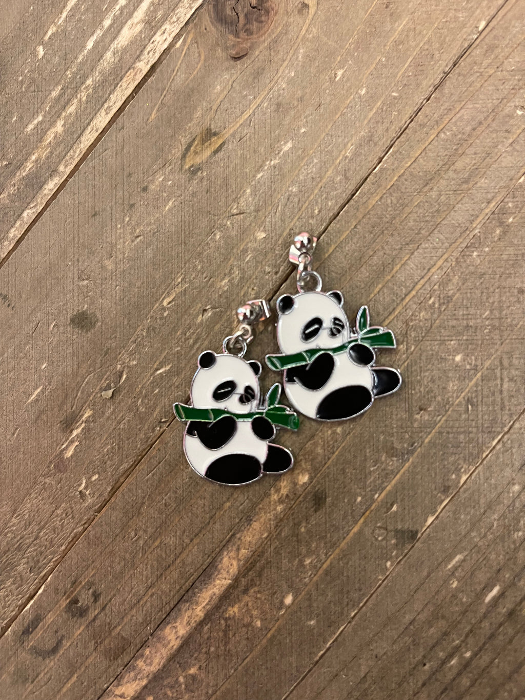 Panda Bear Metal charm Ball Post earrings(ER297-3panda3ballpost