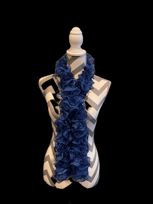 Ruffled Scarf handmade with Sapphire Metallic Sashay yarn