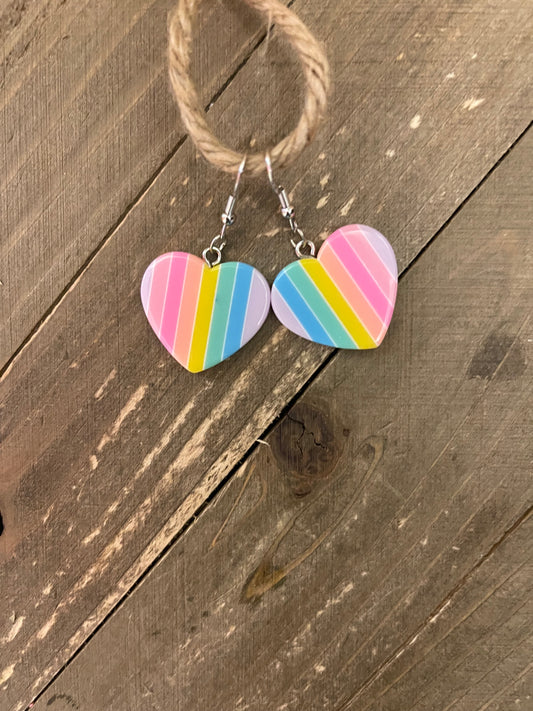 Rainbow Pastel Heart charm wire earringsPink tiful of LOVE
