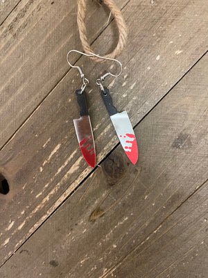 Bloody Knife charm Wire earrings