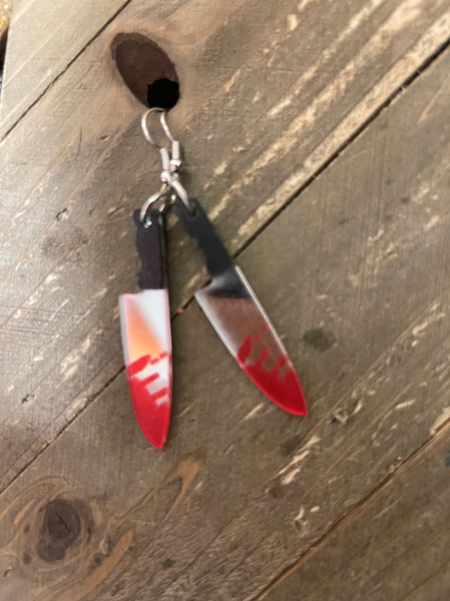 Bloody Knife charm Wire earringsPink tiful of LOVE