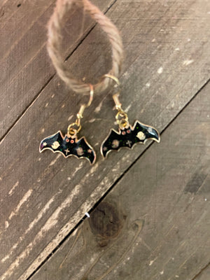 Cosmic Bat charm wire earrings