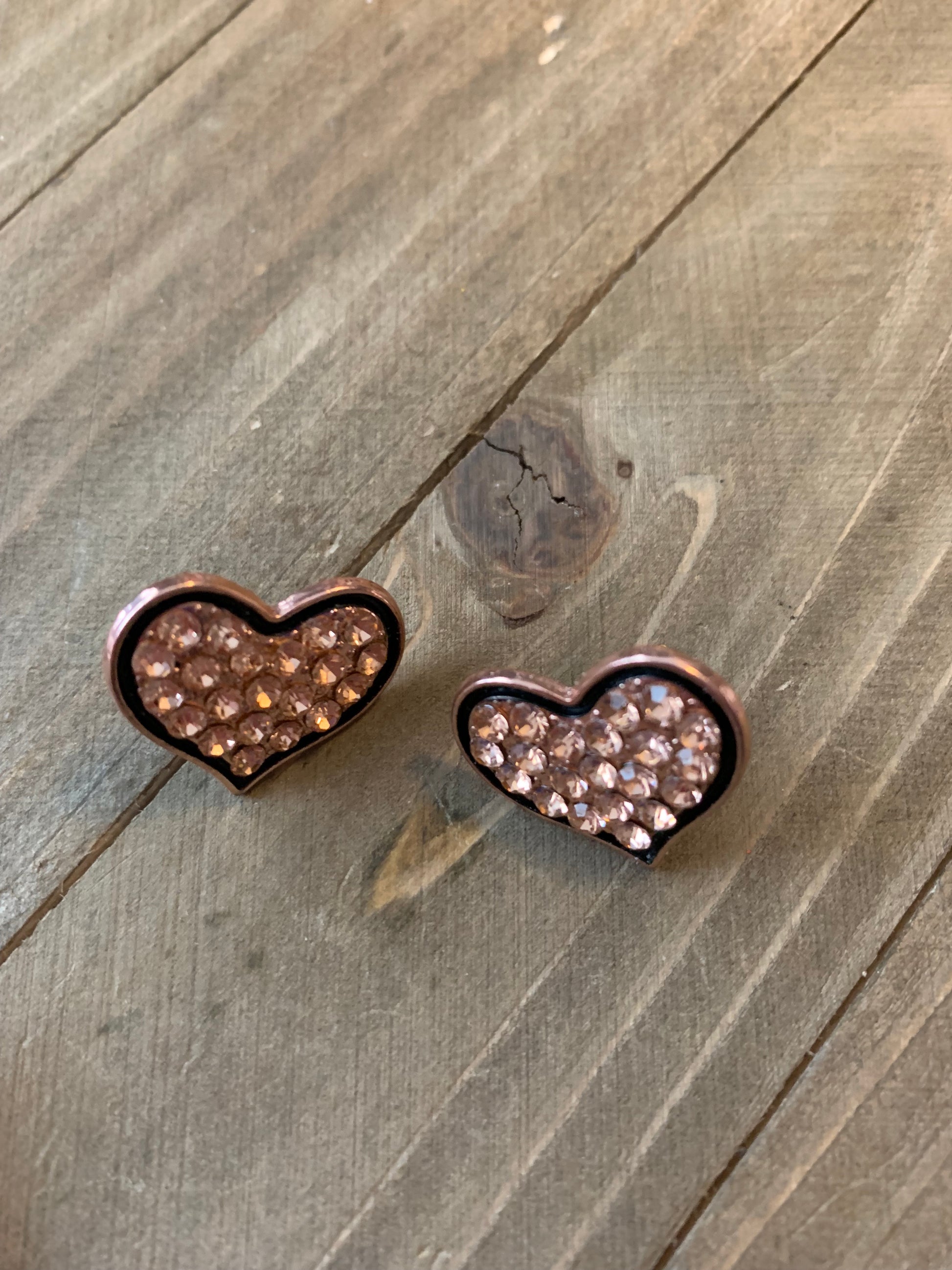 Sparkly Gold Heart with black trim Post earringsPink tiful of LOVE