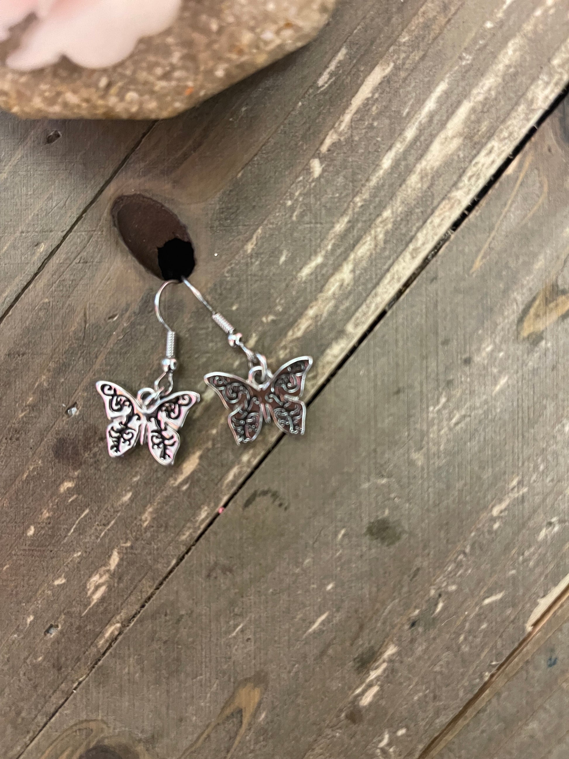Silver Butterfly EarringsPink tiful of LOVE